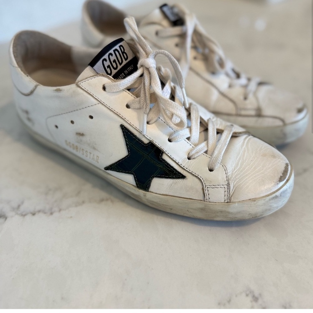 Golden Goose White and green  Star Sneakers excellent condition size 8
